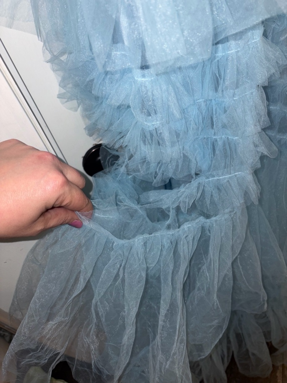 LULU’S Elegant Light Blue Tiered Tulle Evening Dress NWT - Picture 6 of 8